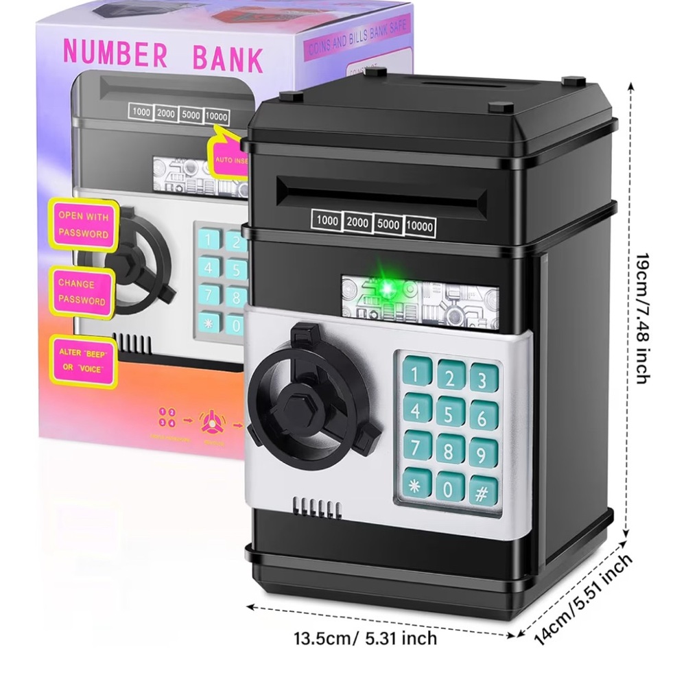 Black and Silver Electronic Safe Bank